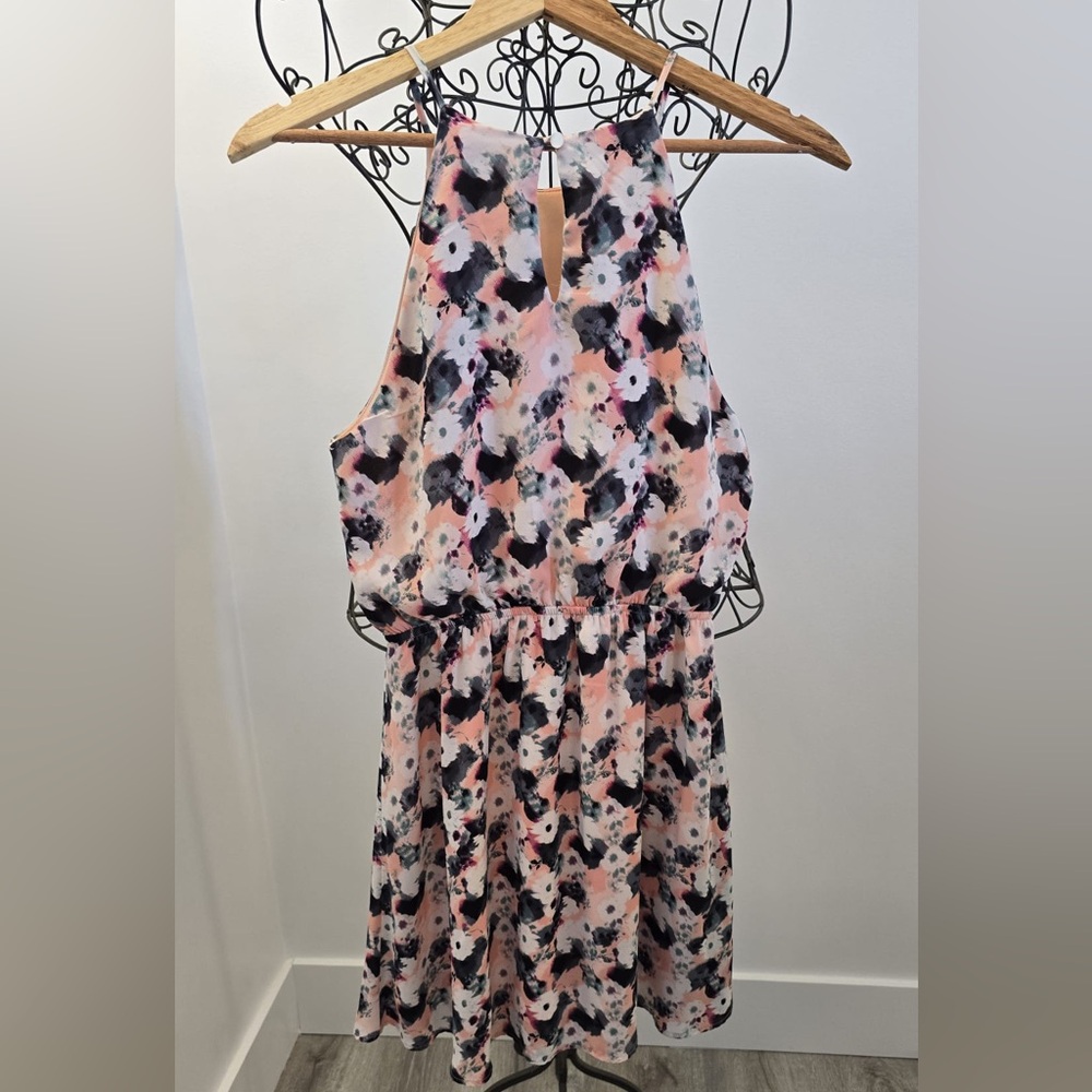 Monteau Pink and Black Floral Kids Dress